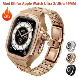Luxury Stainless Steel Mod Kit for Apple Watch Ultra 49MM 2/1 for IWatch Series Ultra Liquid Silicone Strap Replace Accessories