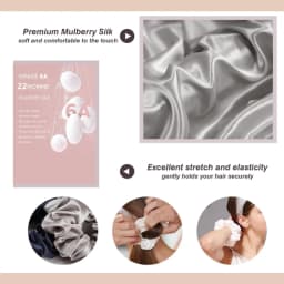 2PCS 100% Natural Silk Solid Color Hair Ties High Quality Hair Scrunchies Women Big Hairbands Hair Accessories 22Momme
