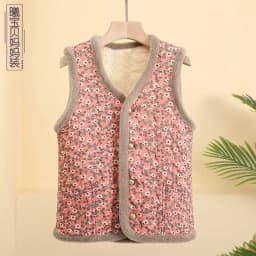 Thickened Cotton Padded Coat for Middle-Aged And Elderly Women Casual Style Warm Polyester Fiber Flip Collar Medium-Length