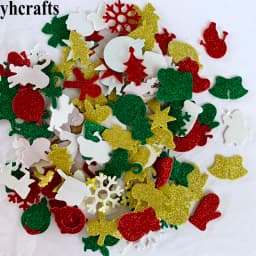 100PCS Glitter Christmas Tree Snowflake Foam stickers Xmas Crafts Activity Items Kids Room Decoration Party Favor Reward Label