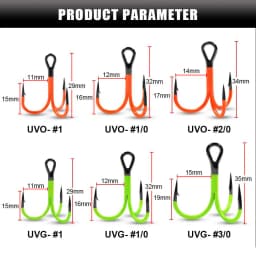 Spinpoler Flame Treble Hook UV Orange/Green Coated Point Treble Hooks 2X Strong Black Nickel Soft Lure Swimbait Pesca Tackle