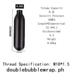 Round Bottomed Aluminum Bottle Thread M18*1.5 4500 PSI Tank Cylinder Diving Aquarium Plant CO2 Tank Dive Oxygen Tank