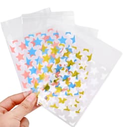50pcs OPP Star Printed Packaging Bags Self-Adhesive Bags Jewelry Crafts Packaging Bags Transparent Packaging Ziplock Bags