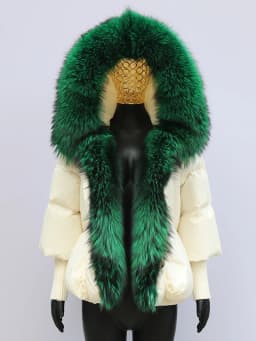 Women Coat White Duck Down Jacket Super Large Real Red Fox Fur Collar Hooded New Fashion Outerwear Puffer Jacket New