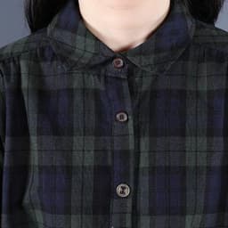 Johnature Spring Retro Plaid Pockets Turn-down Collar Long Sleeve Dresses 2025 New Loose Leisure Single Breasted Women Dress