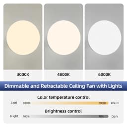 JOYINLED Ceiling Fan with Lighting and Remote Control, Hidden Retractable Blades, Quiet Fan Light, 3 Speeds and Dimmable,White