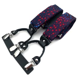 VEEKTIE Brand Suspender For Men 6 Snap Hooks Y-back Adjustable Jacquard Floral Check Shirts Paisley Yellow Blue Vintage Retro