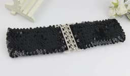 Sequin Elastic Glitter Belt Women's Corset Wide Waist Belt Metal Buckle Waistband Decorative Corset Strap Party Dress Accessorie