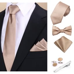 Luxury Fashion Men's Solid Necktie Bowtie Set with Pocket Square Cufflinks Tie Clip Wine Blue Elegant Striped Accessories Gravat