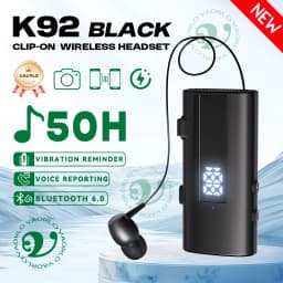 K92 Bluetooth 6.0 Lavalier Business Headset Call 30h/Music 50h Vibration Reminder LED Digital Display With Mic Wireless Earphone
