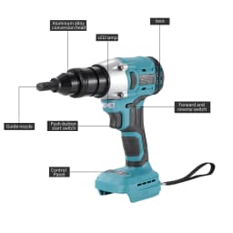 Heimerdinger Brushless Rivet Gun Blind Riveting Gun Flat Nuts Riveter Rivnut Tool Kit For M3 M4 M5 M6 M8 M10 M12 Pull Nuts