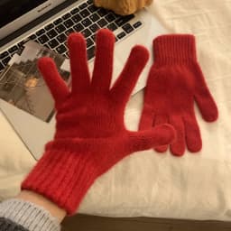1 Pair Solid Cute Girl Student Winter Thick Knitted Woolen Full Finger Gloves Women Outdoor Cycling Driving Fashion Windproof