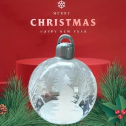 1 Pc 40cm PVC Inflatable Christmas Decoration Ball Ornament. Christmas Outdoor Holiday Yard Lawn Porch Decoration