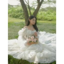 Tokyo Customized Cathedral Train Ball Gown Prom Dress Lace Applique vestidos de noche Tiered Ruffle Long Sleeve Evening Dresses