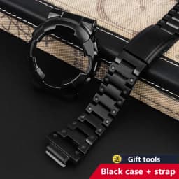 For Casio GA-110 GA-120 GA-100 Solid Stainless Steel Case Men's Waterproof Watchband Bezel GA110 Metal Strap +Case Mod Kit +Tool