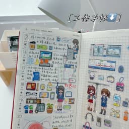 WAKAWAKA Pixel Character Flat Sticker PET Style Person Dress Up Change Outfit for Scrapbook Journal Phone Laptop Decoration Aest