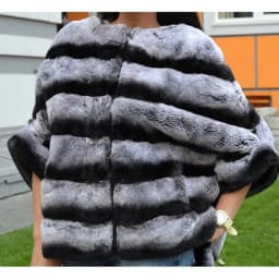 Real Rex Rabbit Fur Jacket for Women Zipper Stripe with Batwing Sleeve Furry Vest Thick Tops Dropshipping Winter Coat 1907018