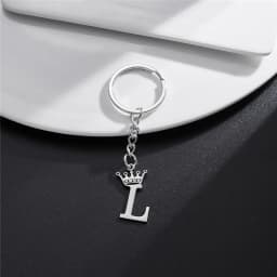 Unique DIY Crown Stainless Steel A-Z Letters Pendant Keychains for Men Women 26 Alphabet Car Key Ring Name Jewelry Keyrings Gift