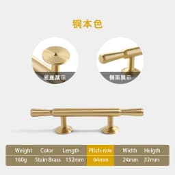 Pure Copper French Gold Wardrobe Handle Solid  Brass Cabinet Door Handle American Cabinet Door Drawer Gold Handle Brass