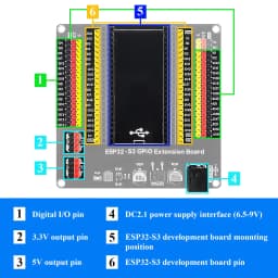 ESP32-S3 Development Board with Expansion Adapter Kit 2.4G Wifi BT Module MCU ESP32-S3WROOM1 N16R8 44Pin Type-C ESP32-S3
