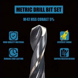 13Pcs M42 5% Cobalt Twist Drill Bit Set, Heavy Duty HSS Drill Bits for Hard Metal, Stainless Steel & Cast Iron