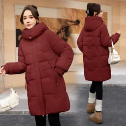 Thickened Black Gold down Cotton Jacket Women's Large Size Mid-Length Korean Style Loose Cotton Clothes Winter New Bread Coat