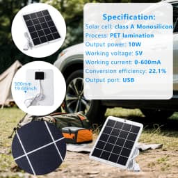 10W Portable Solar Charging Panel with USB Port, Fast Charging Power Bank, Suitable for Phones, Camping, Outdoor Travel, and Hik