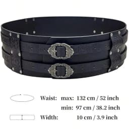 Nordic Medieval Viking Style Wide Embossed Vintage PU Leather Belt, Renaissance Knight Armor Belt Apparel Accessory, Suitable Fo