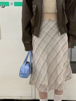 New Chic Plaid High Waist Knee-Length Fish Tail Skirt Color Block Vintage Style Commute Design Half Body Skirts for Women