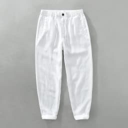Men's linen casual pants, drawstring elastic waist, loose and breathable linen beach trousers