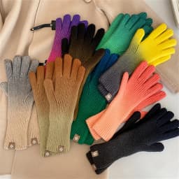 Winter Gloves for Women New Gradient Touchscreen Gloves Stretch Knit Warm Arm Mittens Outdoor Non-Slip Exposed Finger Guantes