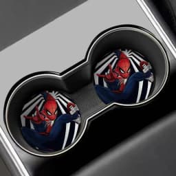 Kawaii Marvel Spider-Man Car Coaster Water Cup Mat Anime Cartoon Car Decoration Non-slip Mat Universal Storage Accessories Gifts