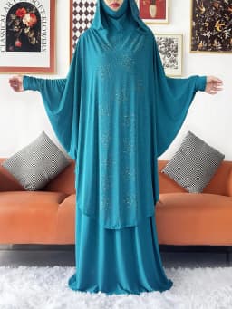 Two Piece Set Jilbab Prayer Clothes Muslim Abaya Set Women Prayer Garment Dress Hijab Long Khimar Skirt Sets Islamic Ramadan