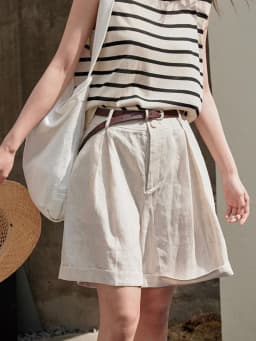 [LANMREM] Korean Version Linen Shorts For Women Solid High Waist Wide Leg Pants Loose Sun Protection Clothing 2025 Summer New