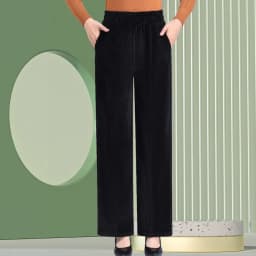 Autumn Winter Middle Aged Women Corduroy Pants Elastic High Waist Casual Straight Pants Large Size Loose Thick Mother Trousers