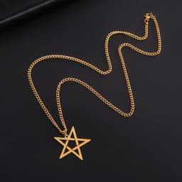 Unift Inverted Pentagram Satanic Necklace for Men  Stainless Steel Long Neck Chain Goth Gothic Occult Wicca Pentacle Jewelry