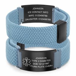 Personalized Medical Alert Bracelet Elastic Nylon Custom Engraved Tag Medical ID Bracelet Adjustable Keepsake Gift for Health