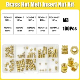 Brass Threaded Insert Nut Kit M2 M2.5 M3 M4 M5 M6 M8 Hot Melt Heat Knurled Embed Injection Copper Insertnut for 3D Print Plastic