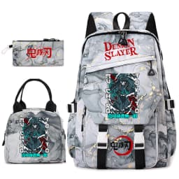 Demon Slayer Anime Backpack Set for Girls Demon Slayer 3Pcs School Bag Lunch Kit Pouch