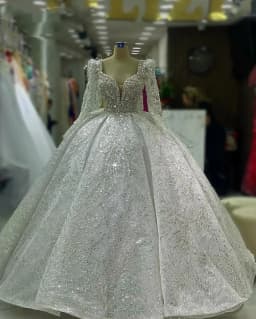 Customized Luxury Lace Beaded Crystals Wedding Dresses Long Sleeve Muslim Bridal Dresses Robes Ball Gown Vestidos De Novia