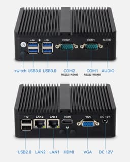 XCY Fanless Mini PC Intel Celeron J6412 N5095 2x GbE LAN 2x RS232 HDMI VGA WiFi 4G LTE Windows 10 Linux Industrial Computer