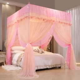2025 New Palace Double-Layer Contrasting Mosquito Net Girl Style Encrypted Triple Door Soft Mesh Floor Bed Canopy with Folds