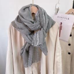 Spring Autumn New Style Long Lace Splicing Versatile Women's Scarf Fashionable Neck Protection Shawl Artistic Cotton Linen Th...