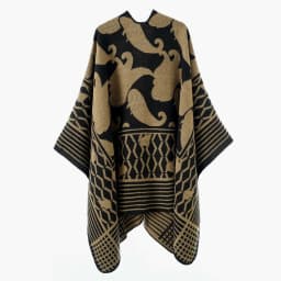 Women Geometric Jacquard Poncho Shawl Oversize Vintage Open Front Faux Cashmere Cape Autumn Winter Casual Travel Warm Wrap