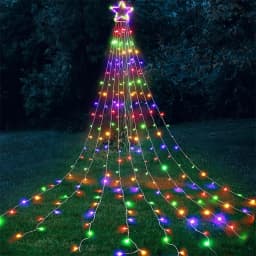 9x3.5M Christmas Decorations Star String Lights 350 LED Waterfall Tree Lights with Topper Star for Holiday Wedding Outdoor Decor