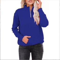 Solid Zip-Up Stand Collar Long Sleeve Sweatshirt Women's Casual Streetwear