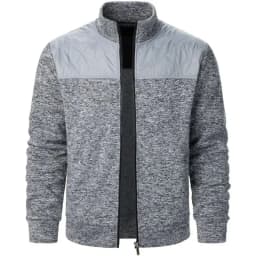 Men's Patchwork Sweatshirts Stand Collar Jacket Slim Fit Cardigan Streetwear Sportswear Casual Zip Up Coat Outdoor Tracksuit Men