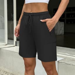 Drawstring Loose Women Shorts with 4 Pockets Quick Dry Elastic Outdoor Running Shorts Summer Breathable Casual Shorts