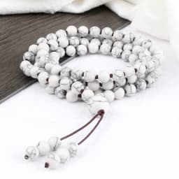 108 Mala Black White Onyx Stone Beads Bracelets & Necklace Men Natural Lava Stone Strech bracelets Women Charm Amazonite Jewelry