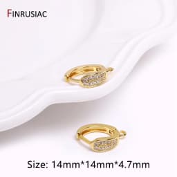 Earring Making Supplies Gold Plated Zircon Earwire Earring Hooks DIY Women Earring Jewelry Making Accessories Wholesale